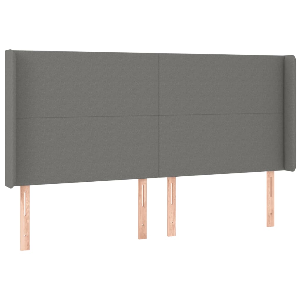 vidaXL Κρεβάτι Boxspring με Στρώμα & LED Σκ.Γκρι 200x200εκ. Υφασμάτινο