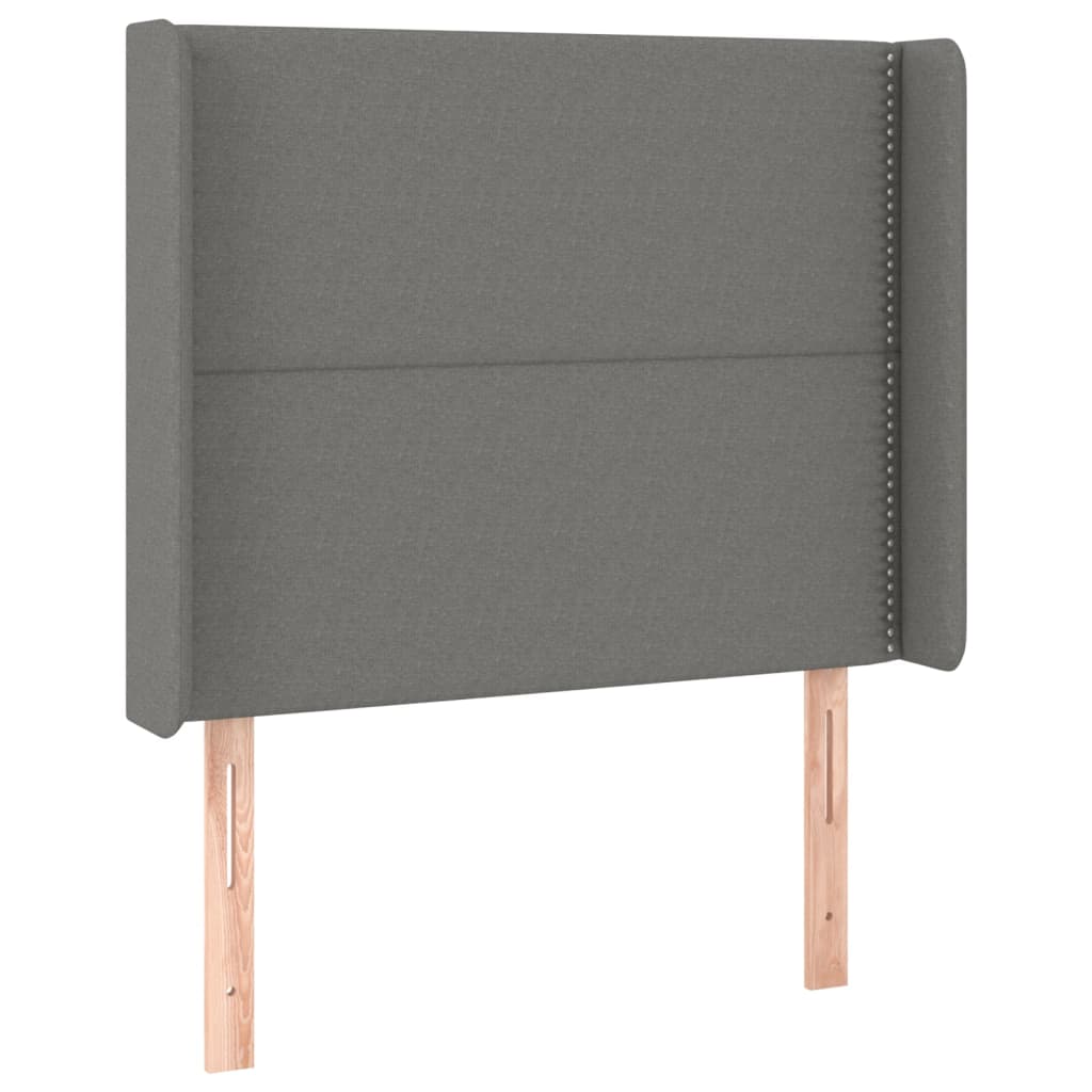 vidaXL Κρεβάτι Boxspring με Στρώμα & LED Σκ.Γκρι 90x190 εκ. Υφασμάτινο