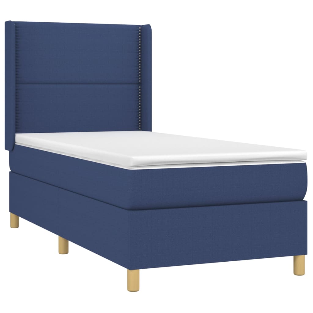 vidaXL Κρεβάτι Boxspring με Στρώμα & LED Μπλε 100x200 εκ. Υφασμάτινο
