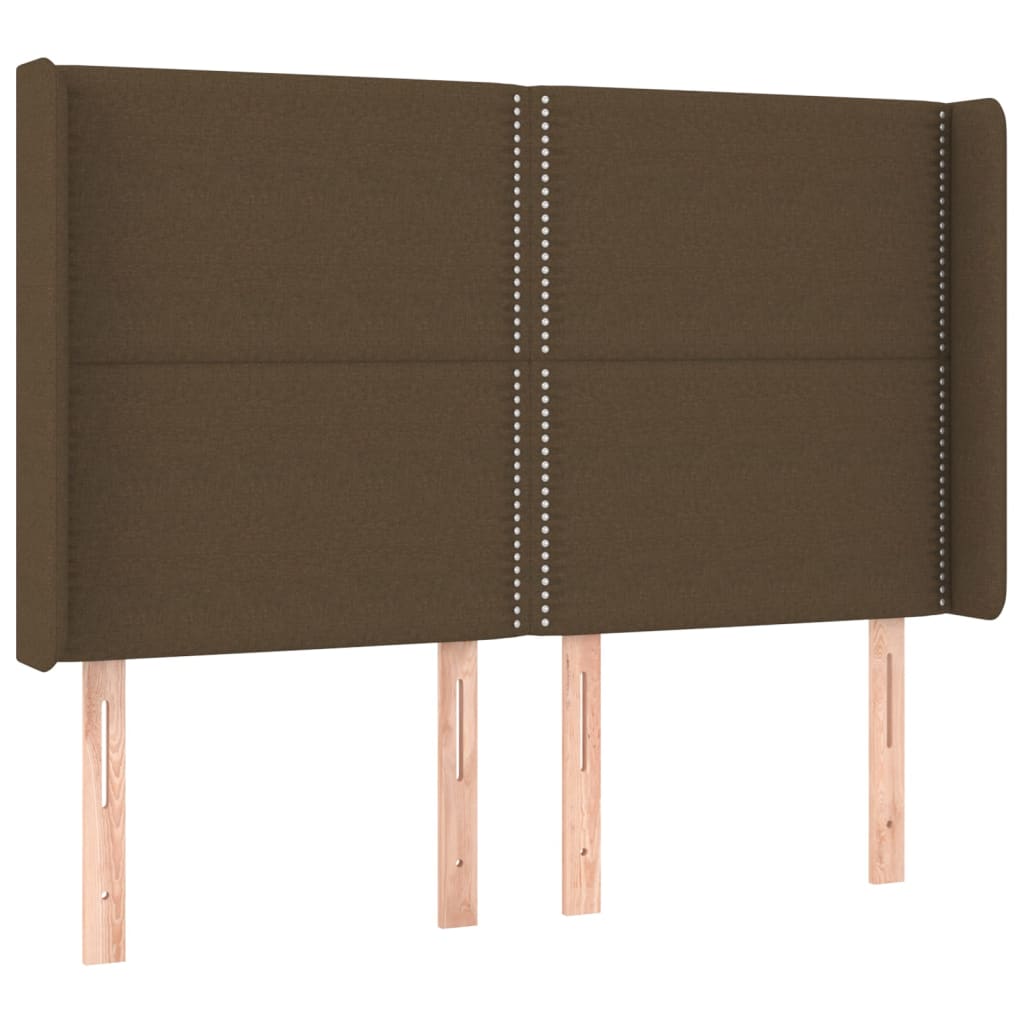 vidaXL Κρεβάτι Boxspring με Στρώμα & LED Σκ.Καφέ 140x190εκ. Υφασμάτινο