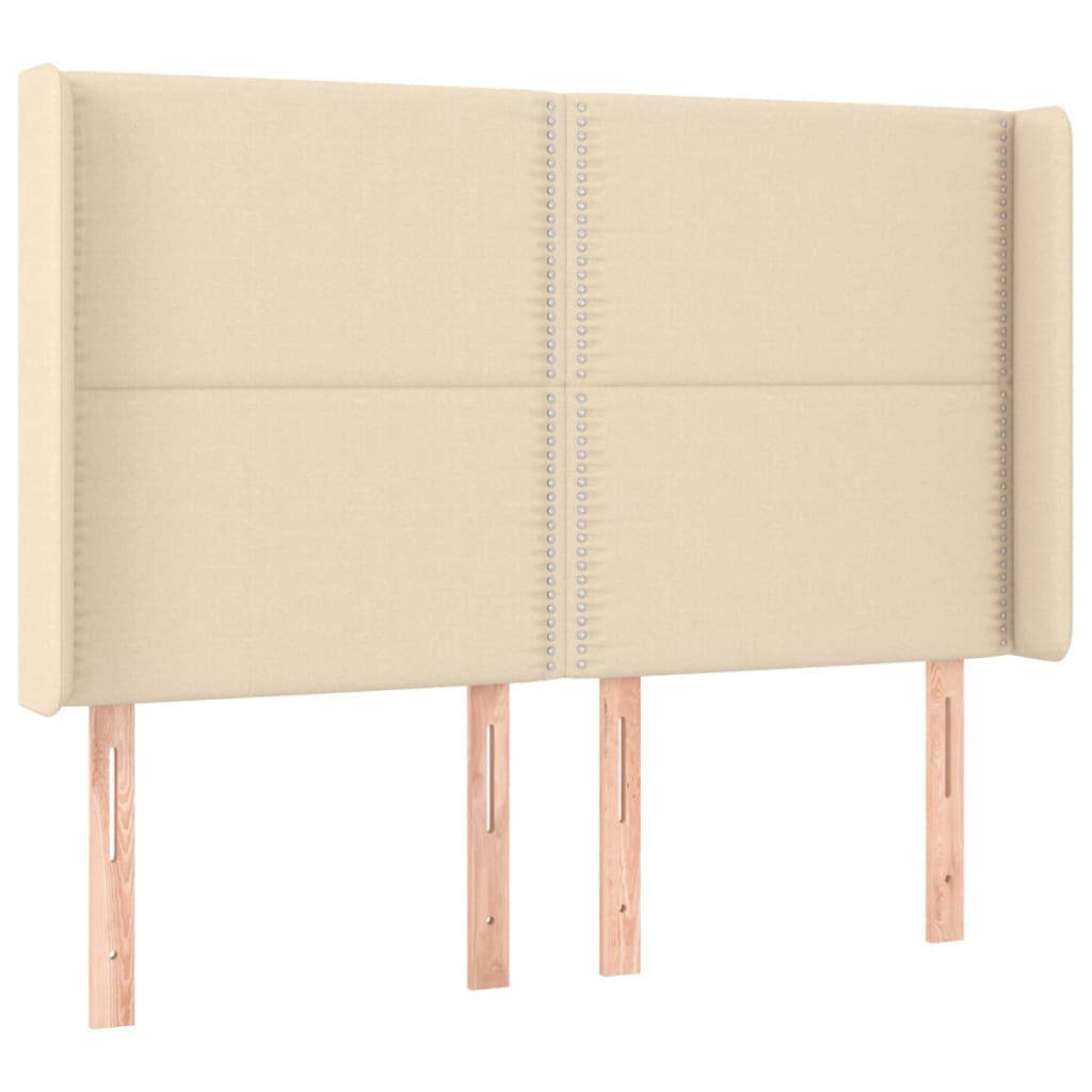 vidaXL Κρεβάτι Boxspring με Στρώμα & LED Κρεμ 140x190 εκ. Υφασμάτινο