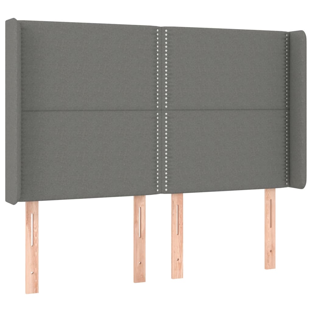 vidaXL Κρεβάτι Boxspring με Στρώμα & LED Σκ.Γκρι 140x200 εκ Υφασμάτινο