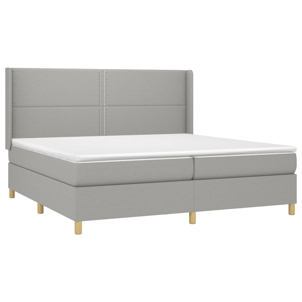 vidaXL Κρεβάτι Boxspring με Στρώμα & LED Αν.Γκρι 200x200εκ. Υφασμάτινο