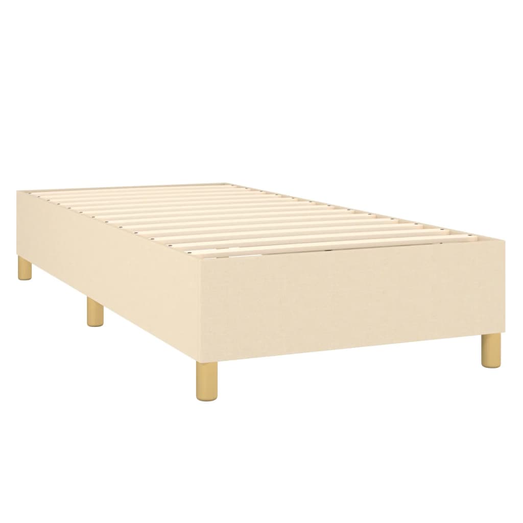 vidaXL Κρεβάτι Boxspring με Στρώμα & LED Κρεμ 90x190 εκ. Υφασμάτινο