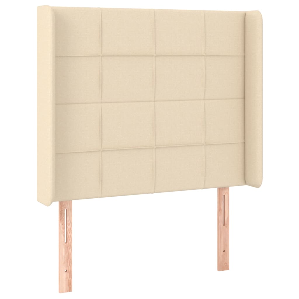 vidaXL Κρεβάτι Boxspring με Στρώμα & LED Κρεμ 90x190 εκ. Υφασμάτινο