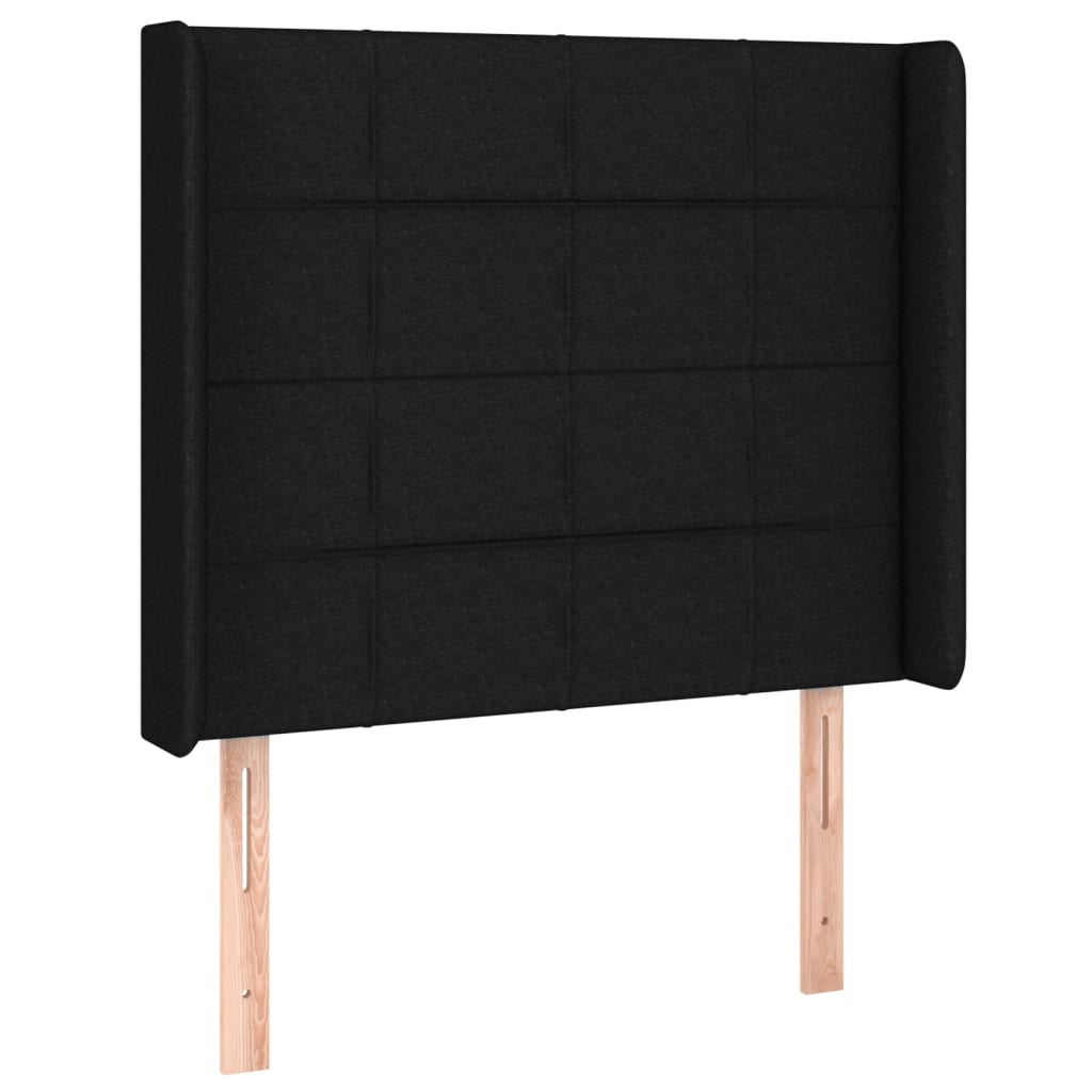 vidaXL Κρεβάτι Boxspring με Στρώμα & LED Μαύρο 100x200 εκ. Υφασμάτινο