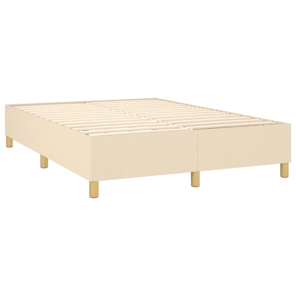 vidaXL Κρεβάτι Boxspring με Στρώμα & LED Κρεμ 140x190 εκ. Υφασμάτινο
