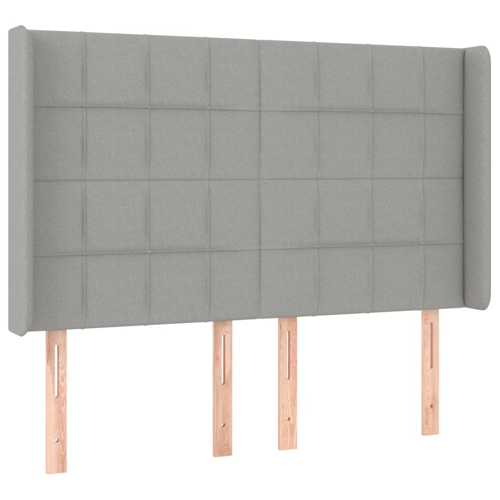 vidaXL Κρεβάτι Boxspring με Στρώμα & LED Αν.Γκρι 140x200εκ. Υφασμάτινο