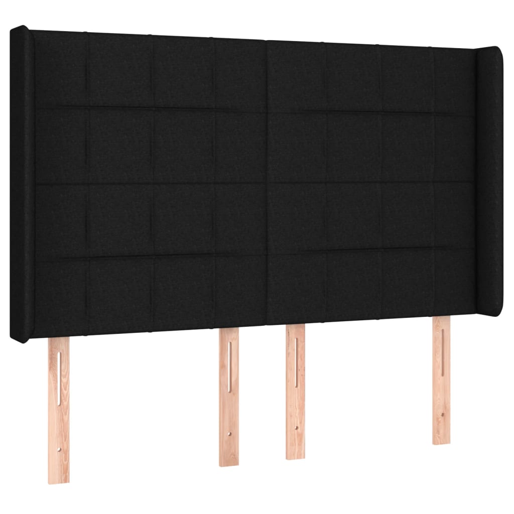 vidaXL Κρεβάτι Boxspring με Στρώμα & LED Μαύρο 140x200 εκ. Υφασμάτινο