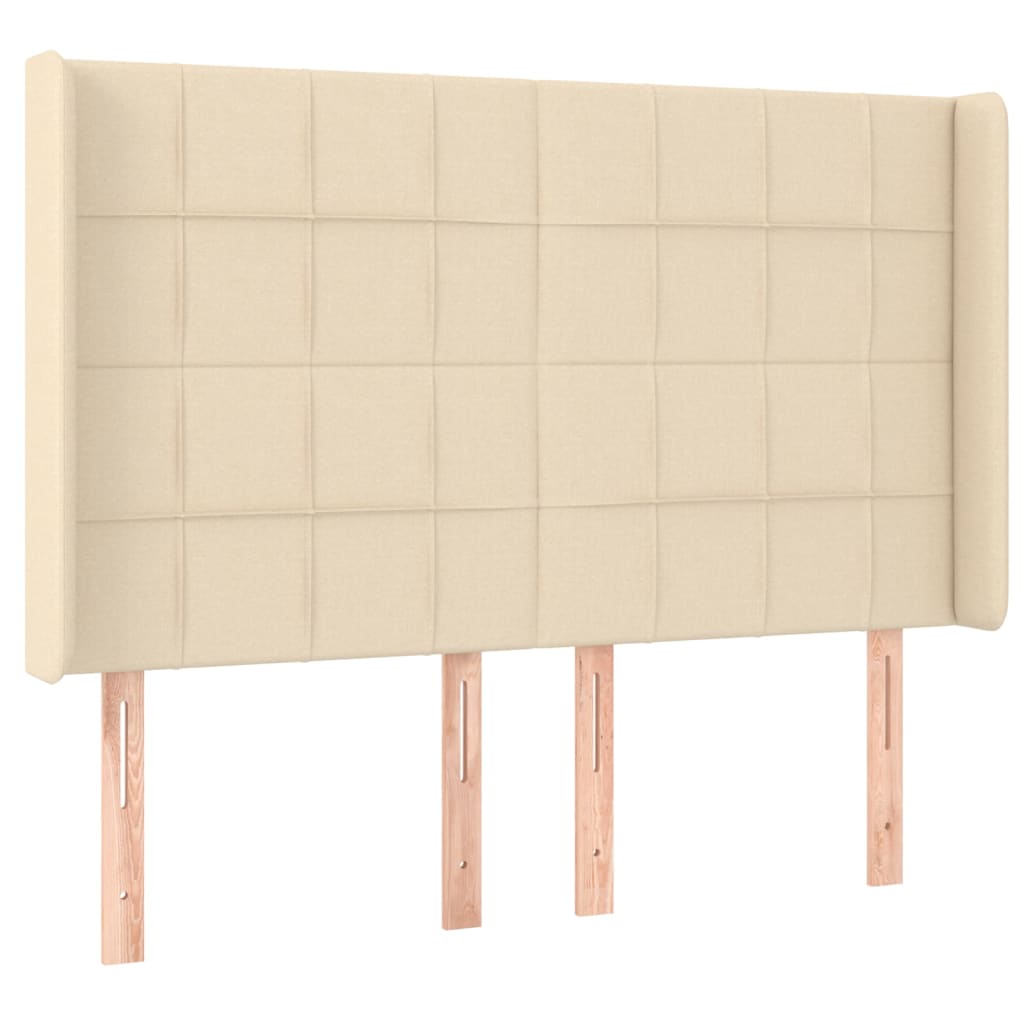vidaXL Κρεβάτι Boxspring με Στρώμα & LED Κρεμ 140x200 εκ. Υφασμάτινο