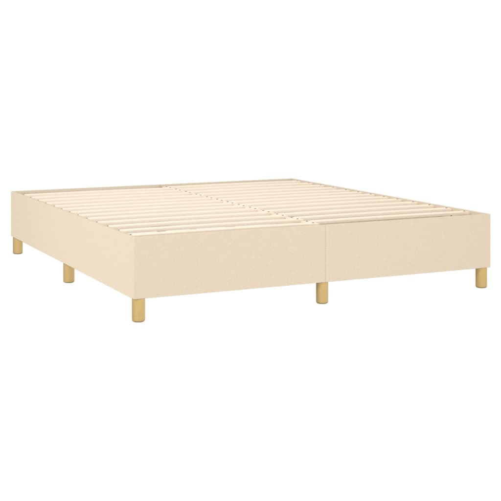 vidaXL Κρεβάτι Boxspring με Στρώμα & LED Κρεμ 160x200 εκ. Υφασμάτινο