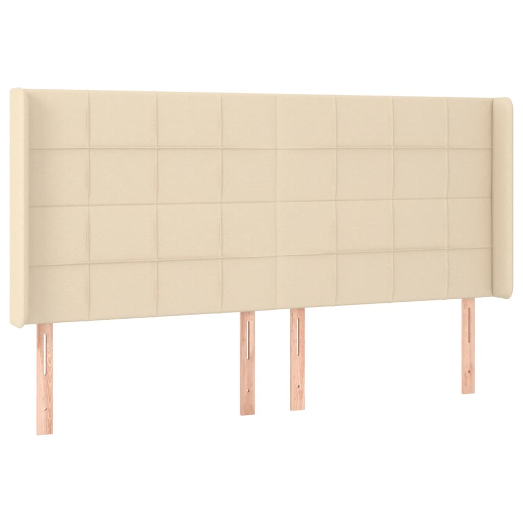 vidaXL Κρεβάτι Boxspring με Στρώμα & LED Κρεμ 180x200 εκ. Υφασμάτινο