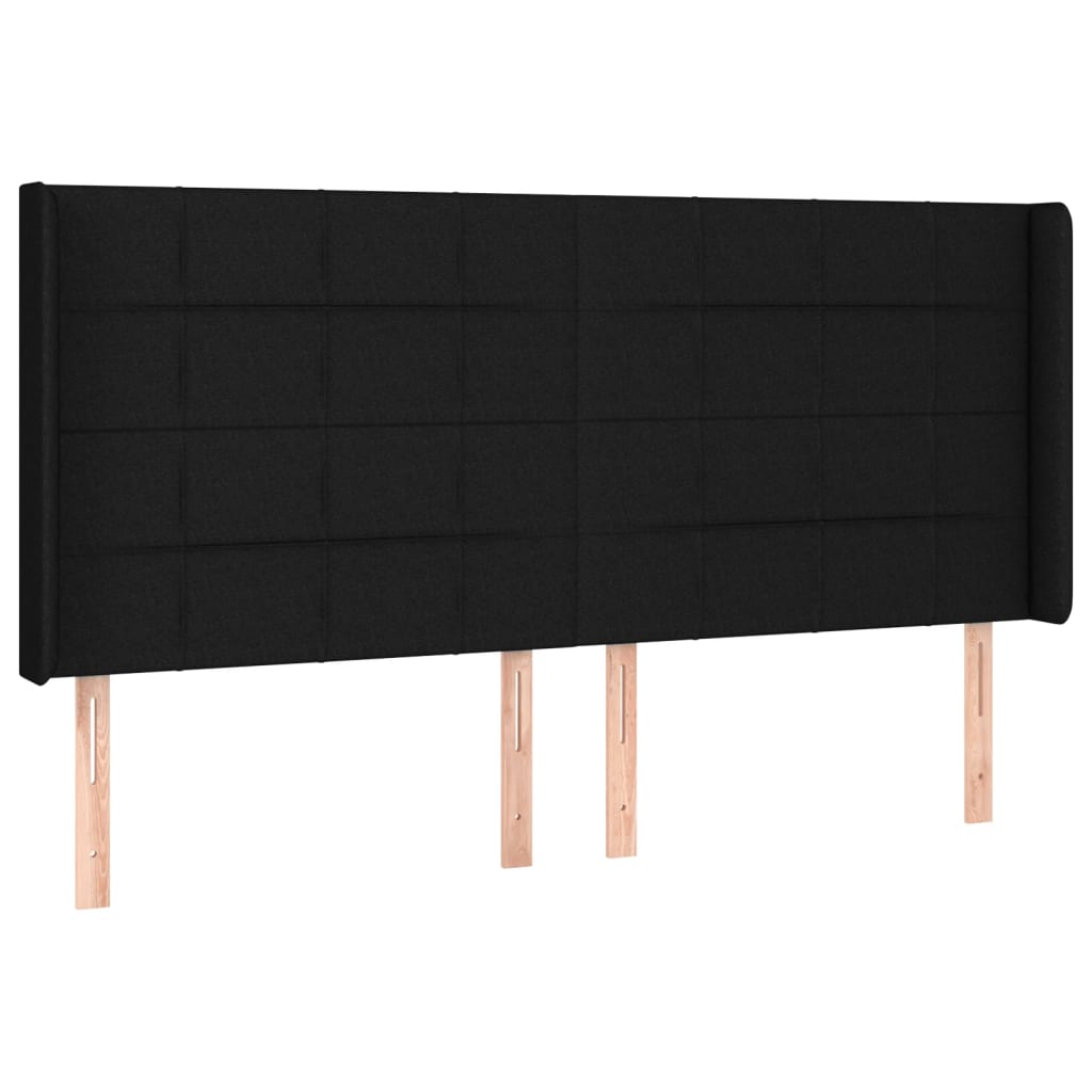 vidaXL Κρεβάτι Boxspring με Στρώμα & LED Μαύρο 200x200 εκ. Υφασμάτινο