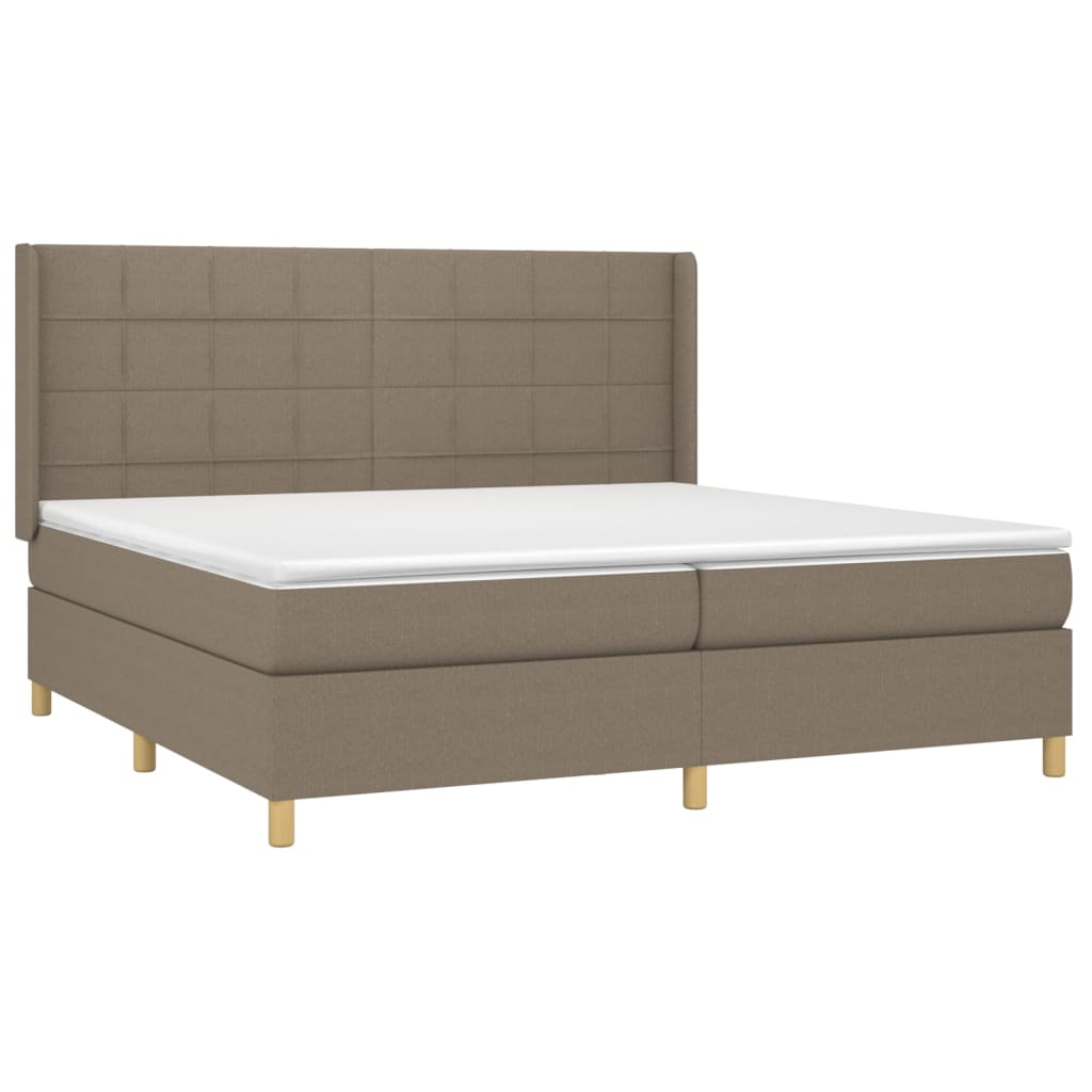 vidaXL Κρεβάτι Boxspring με Στρώμα & LED Taupe 200x200 εκ. Υφασμάτινο