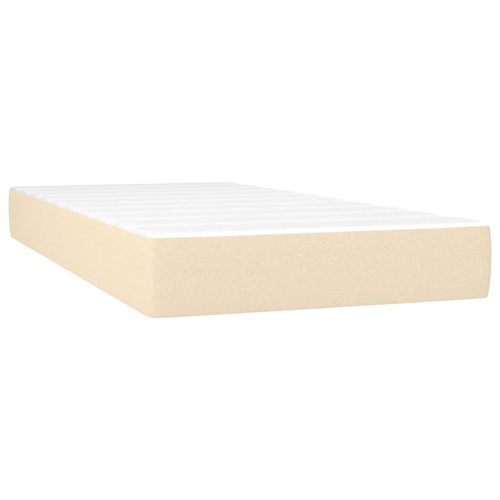 vidaXL Κρεβάτι Boxspring με Στρώμα & LED Κρεμ 200x200 εκ. Υφασμάτινο