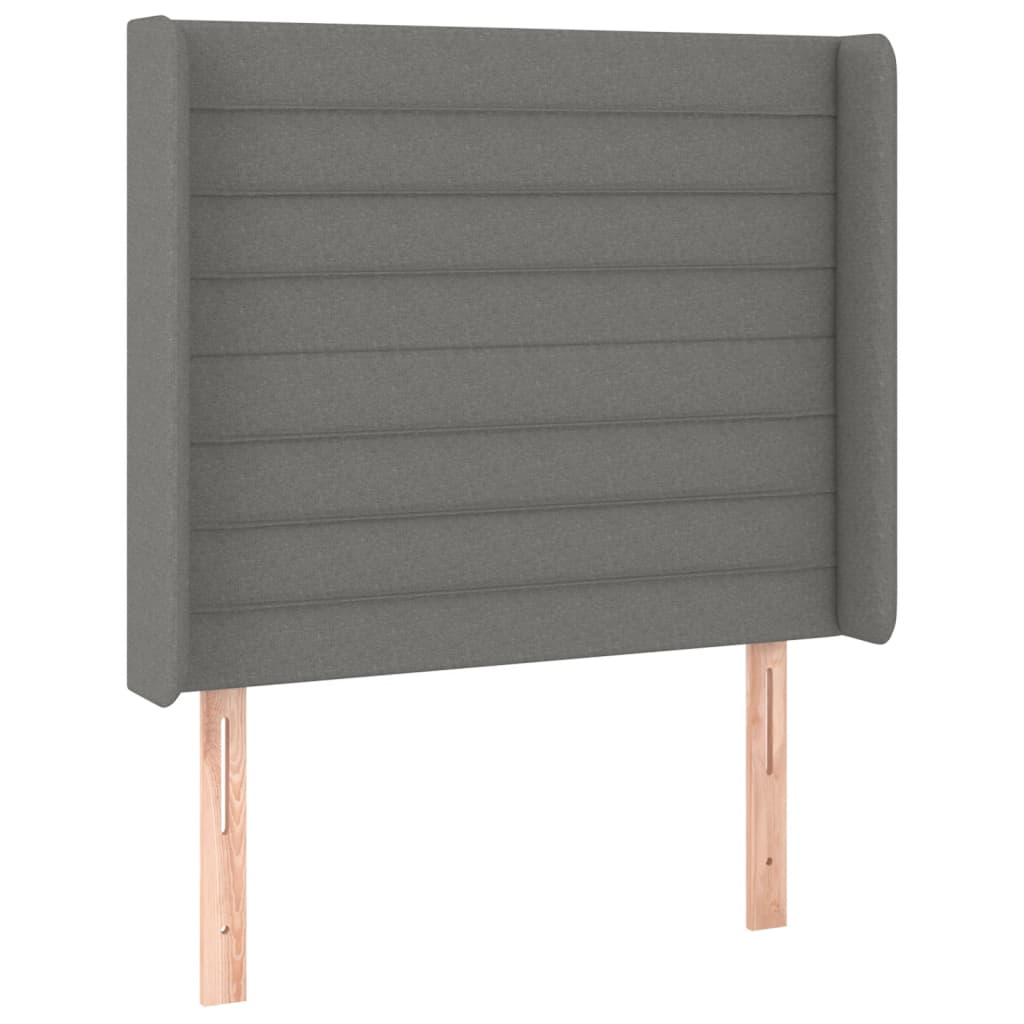 vidaXL Κρεβάτι Boxspring με Στρώμα & LED Σκ.Γκρι 90x190 εκ. Υφασμάτινο