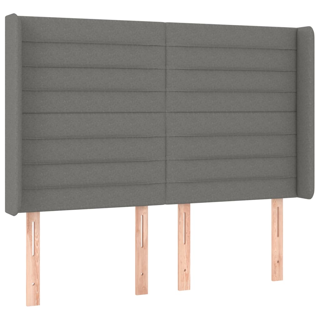 vidaXL Κρεβάτι Boxspring με Στρώμα & LED Σκ.Γκρι 140x200 εκ Υφασμάτινο