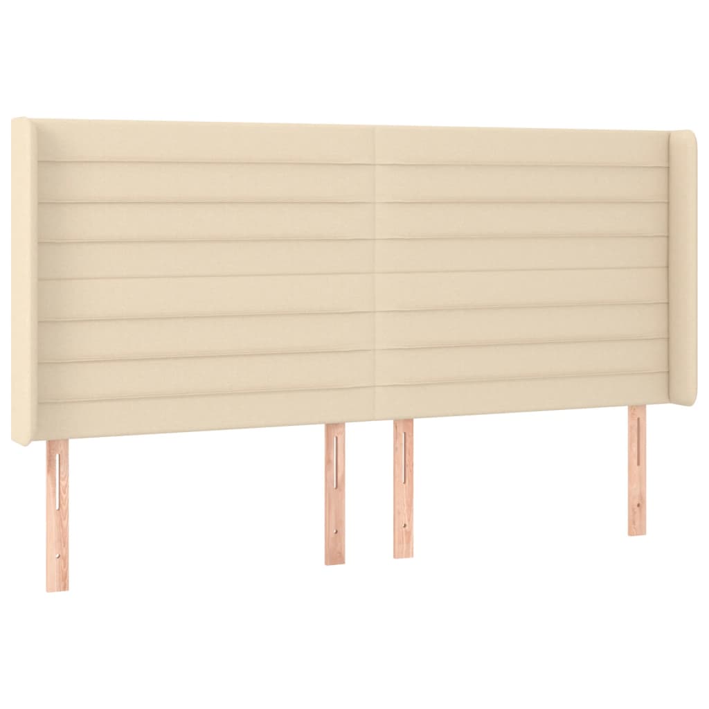 vidaXL Κρεβάτι Boxspring με Στρώμα & LED Κρεμ 160x200 εκ. Υφασμάτινο