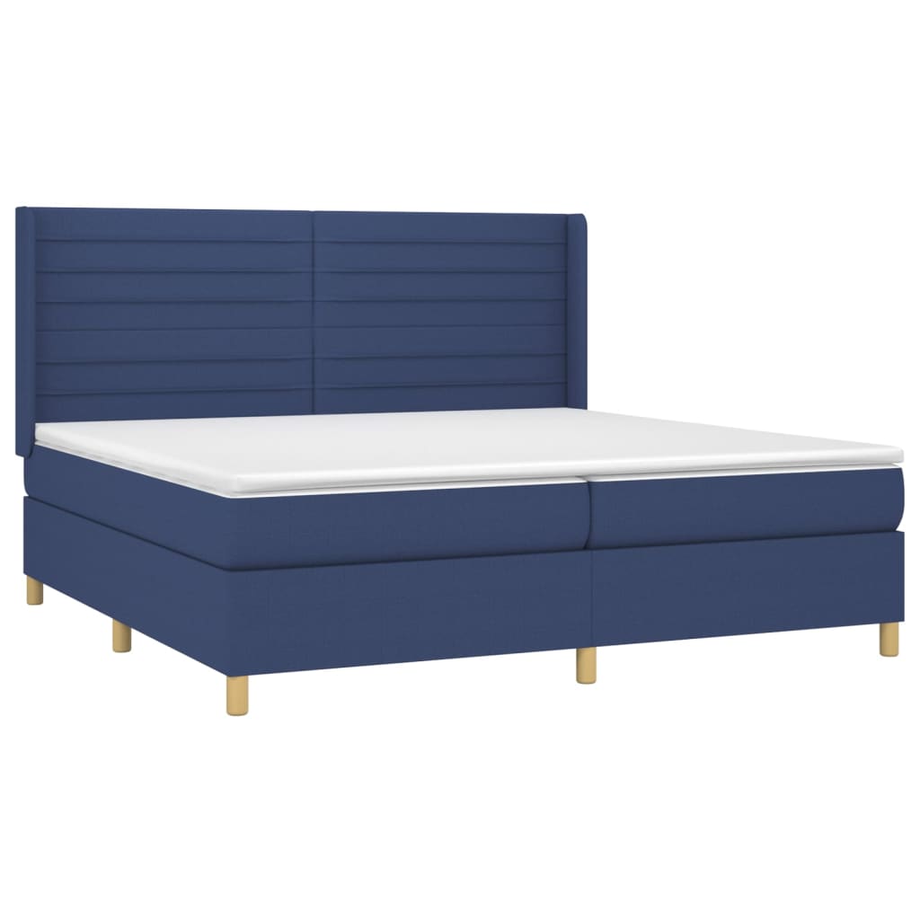 vidaXL Κρεβάτι Boxspring με Στρώμα & LED Μπλε 200x200 εκ. Υφασμάτινο