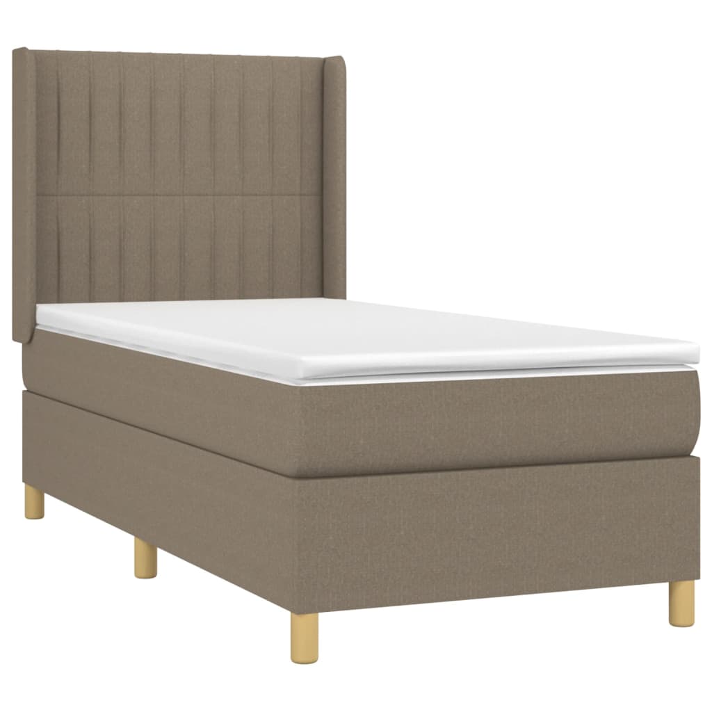 vidaXL Κρεβάτι Boxspring με Στρώμα & LED Taupe 90x190 εκ. Υφασμάτινο