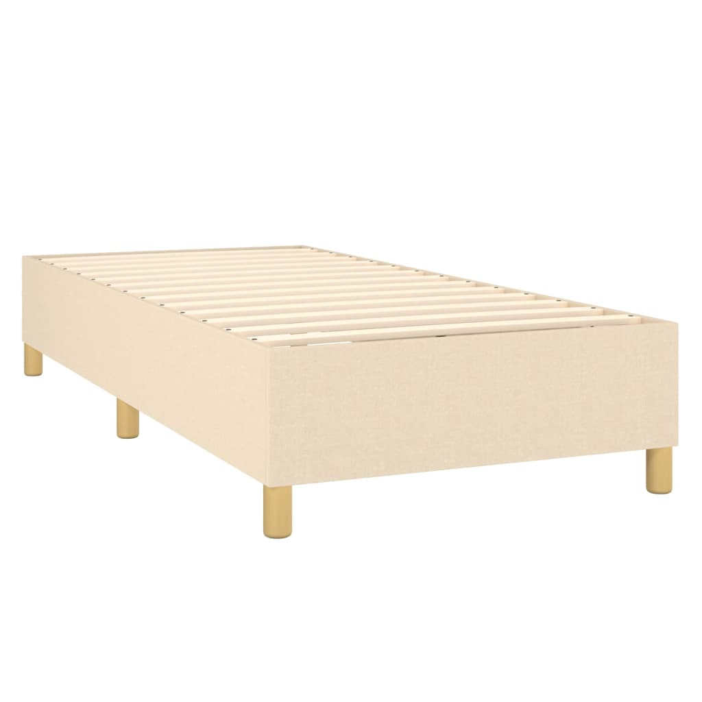 vidaXL Κρεβάτι Boxspring με Στρώμα & LED Κρεμ 90x200 εκ. Υφασμάτινο