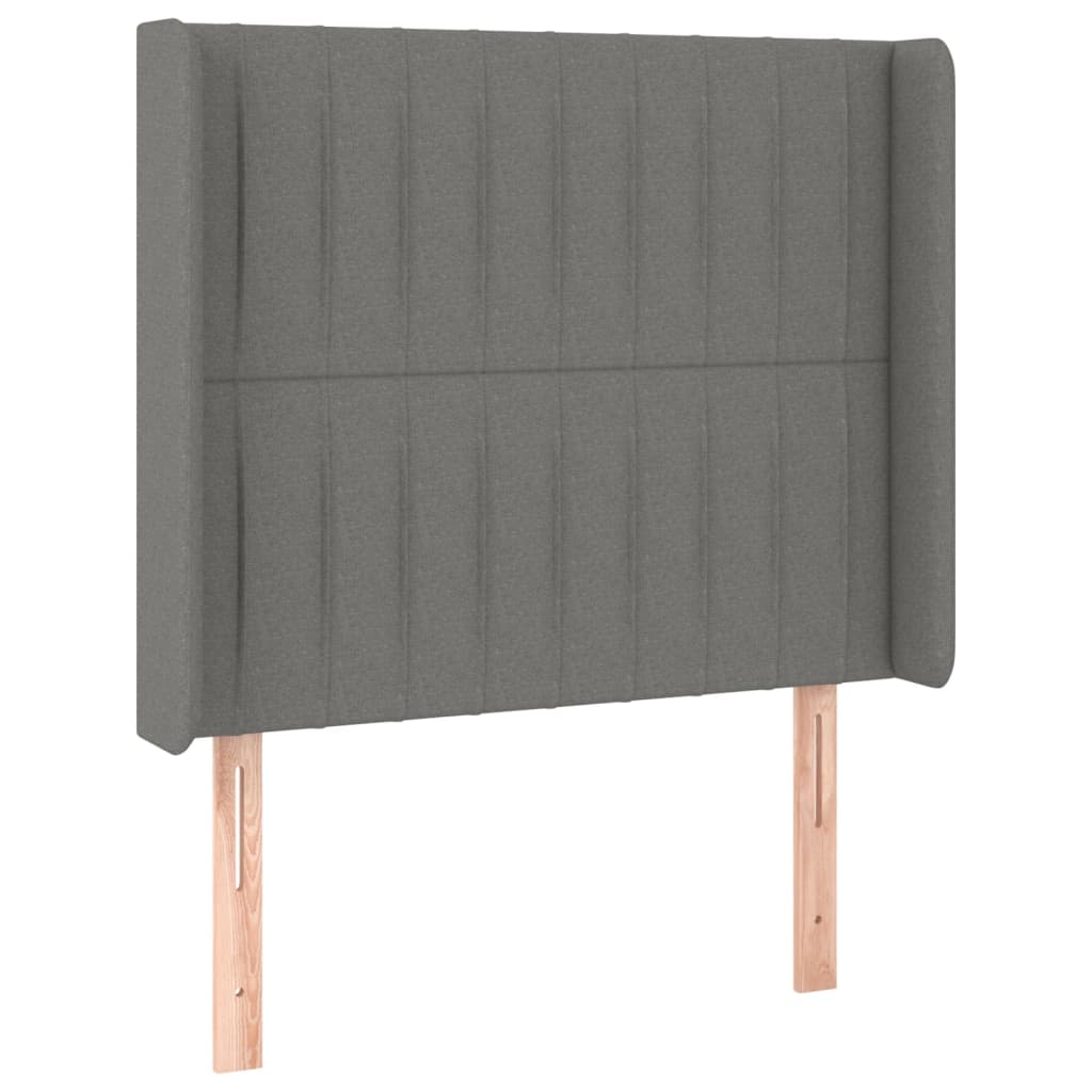 vidaXL Κρεβάτι Boxspring με Στρώμα & LED Σκ.Γκρι 100x200 εκ Υφασμάτινο