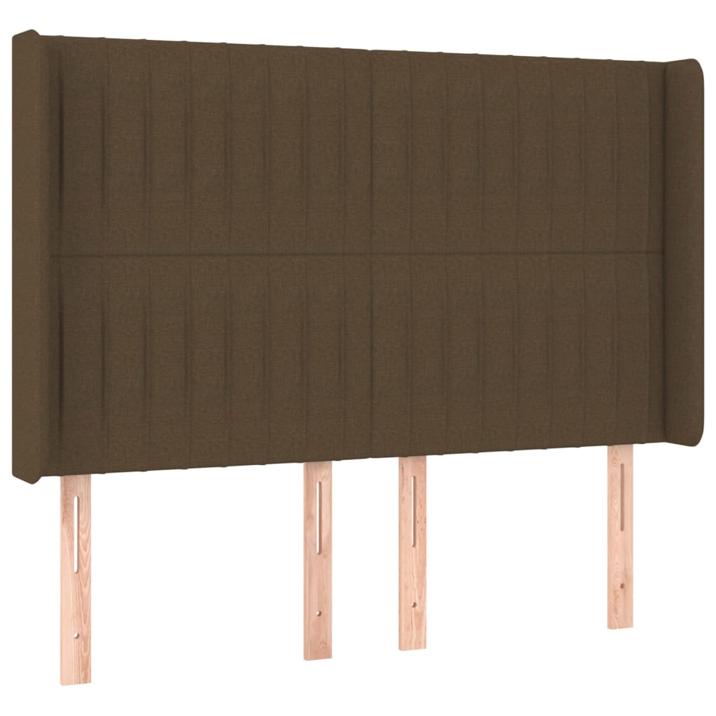 vidaXL Κρεβάτι Boxspring με Στρώμα & LED Σκ.Καφέ 140x190εκ. Υφασμάτινο