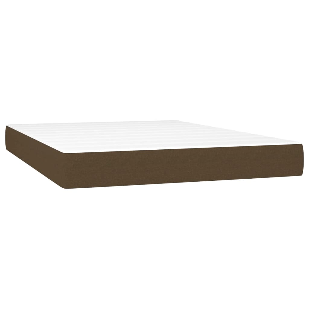 vidaXL Κρεβάτι Boxspring με Στρώμα & LED Σκ.Καφέ 140x200 εκ Υφασμάτινο