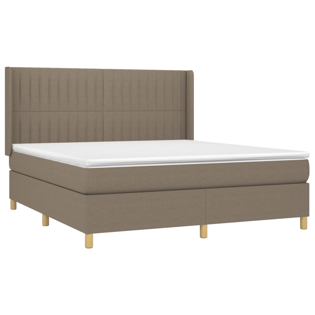 vidaXL Κρεβάτι Boxspring με Στρώμα & LED Taupe 160x200 εκ. Υφασμάτινο