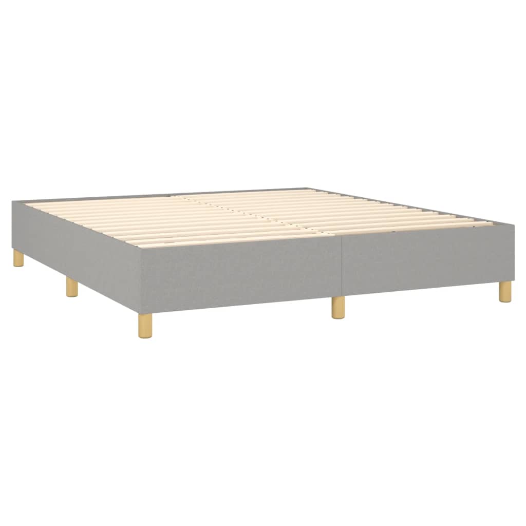 vidaXL Κρεβάτι Boxspring με Στρώμα & LED Αν.Γκρι 180x200εκ. Υφασμάτινο