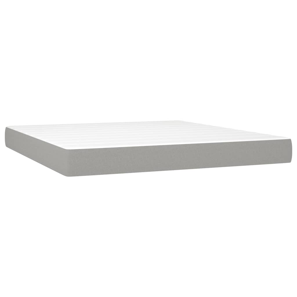 vidaXL Κρεβάτι Boxspring με Στρώμα & LED Αν.Γκρι 180x200εκ. Υφασμάτινο