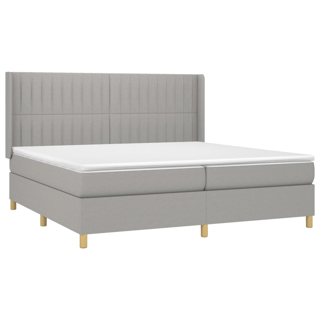 vidaXL Κρεβάτι Boxspring με Στρώμα & LED Αν.Γκρι 200x200εκ. Υφασμάτινο