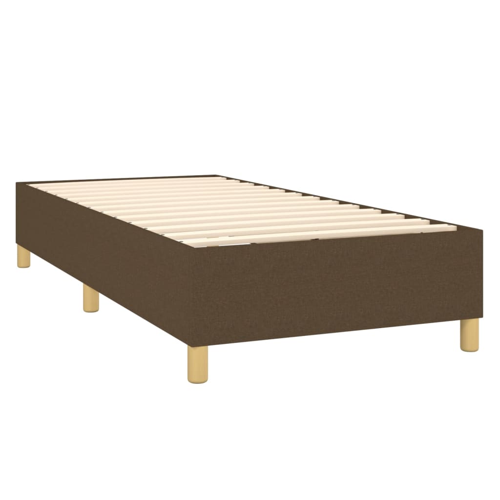 vidaXL Κρεβάτι Boxspring με Στρώμα & LED Σκ.Καφέ 90x190 εκ. Υφασμάτινο
