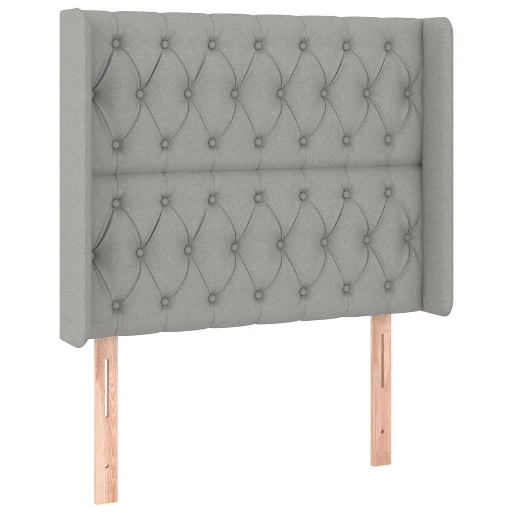 vidaXL Κρεβάτι Boxspring με Στρώμα & LED Αν.Γκρι 90x200 εκ. Υφασμάτινο