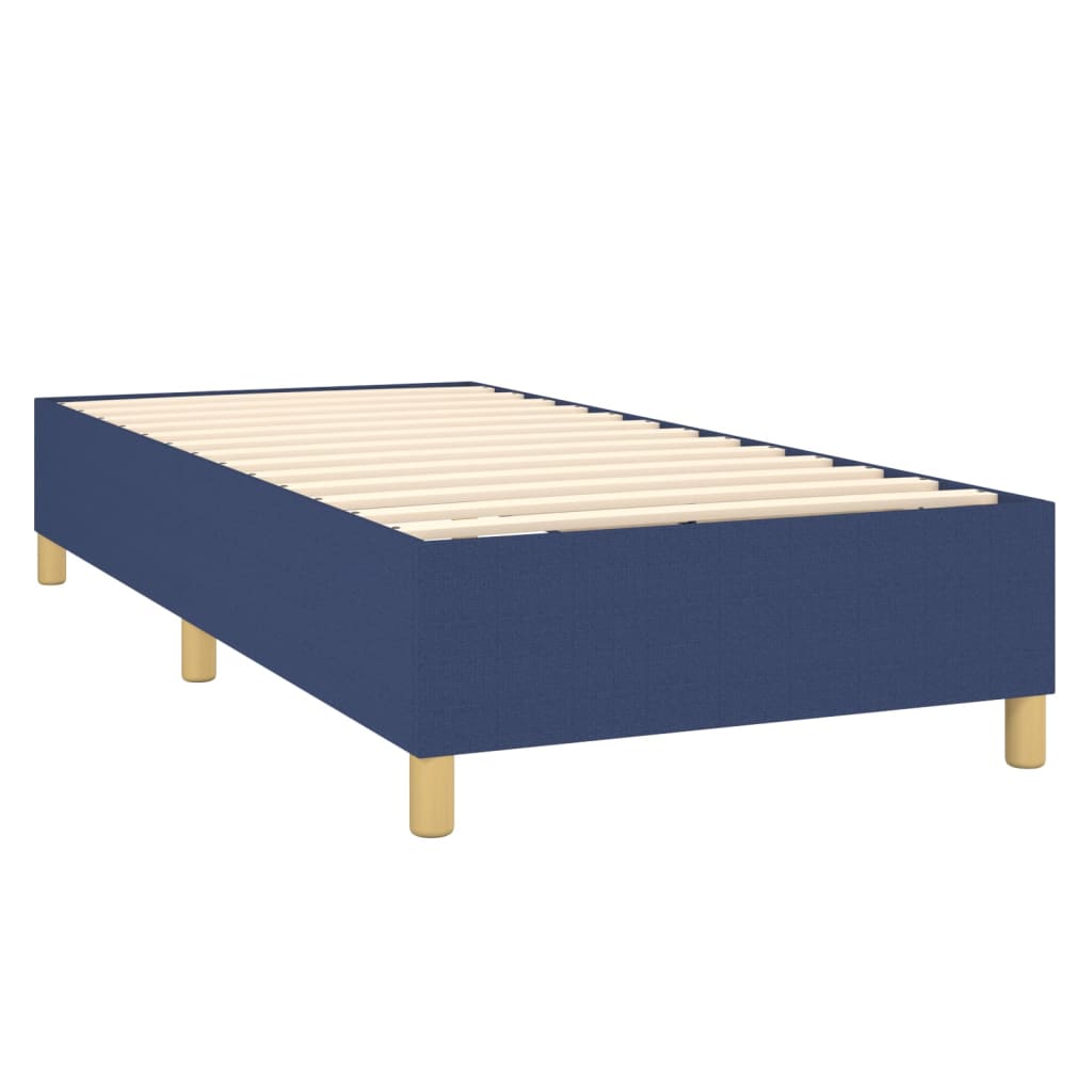 vidaXL Κρεβάτι Boxspring με Στρώμα & LED Μπλε 90x200 εκ. Υφασμάτινο