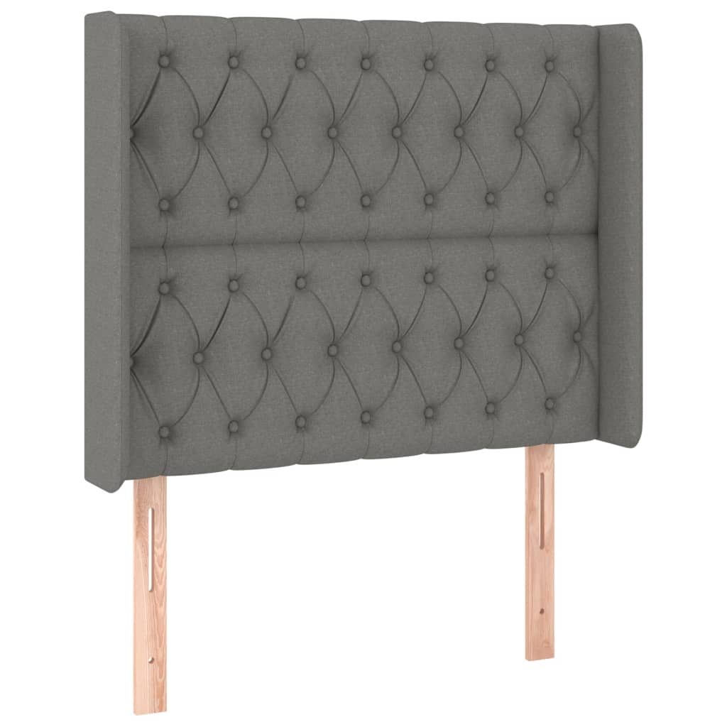 vidaXL Κρεβάτι Boxspring με Στρώμα & LED Σκ.Γκρι 100x200 εκ Υφασμάτινο