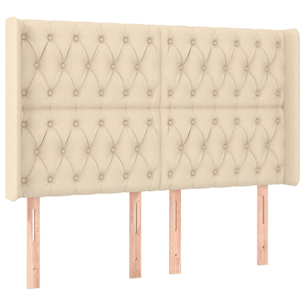 vidaXL Κρεβάτι Boxspring με Στρώμα & LED Κρεμ 140x190 εκ. Υφασμάτινο