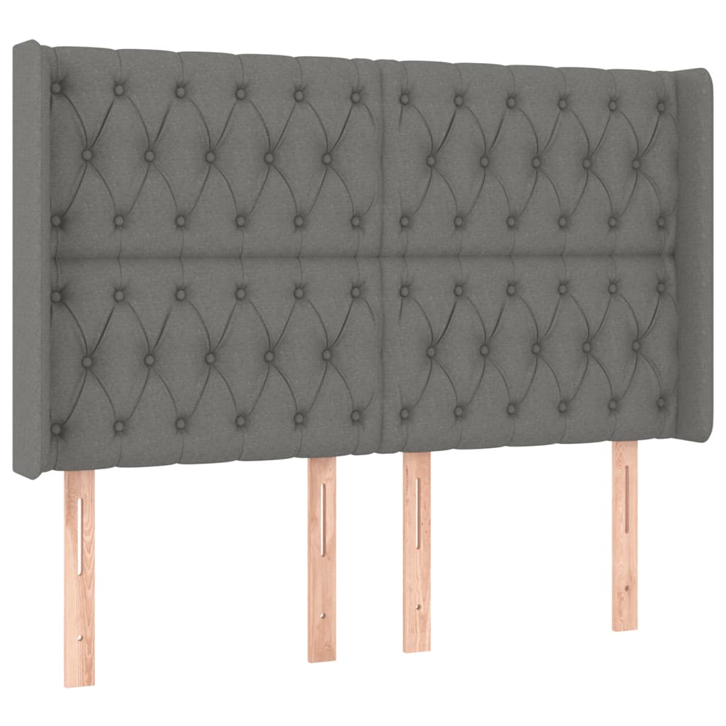 vidaXL Κρεβάτι Boxspring με Στρώμα & LED Σκ.Γκρι 140x200 εκ Υφασμάτινο