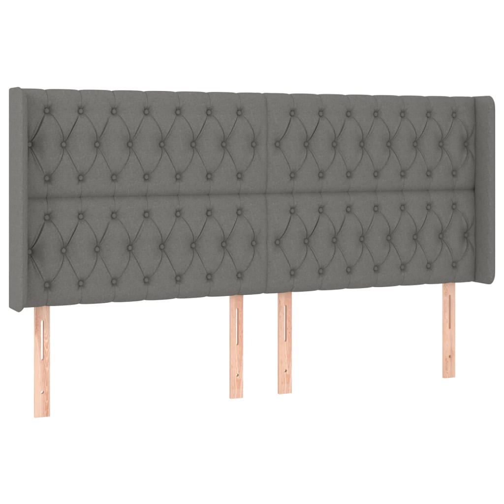 vidaXL Κρεβάτι Boxspring με Στρώμα & LED Σκ.Γκρι 180x200 εκ Υφασμάτινο