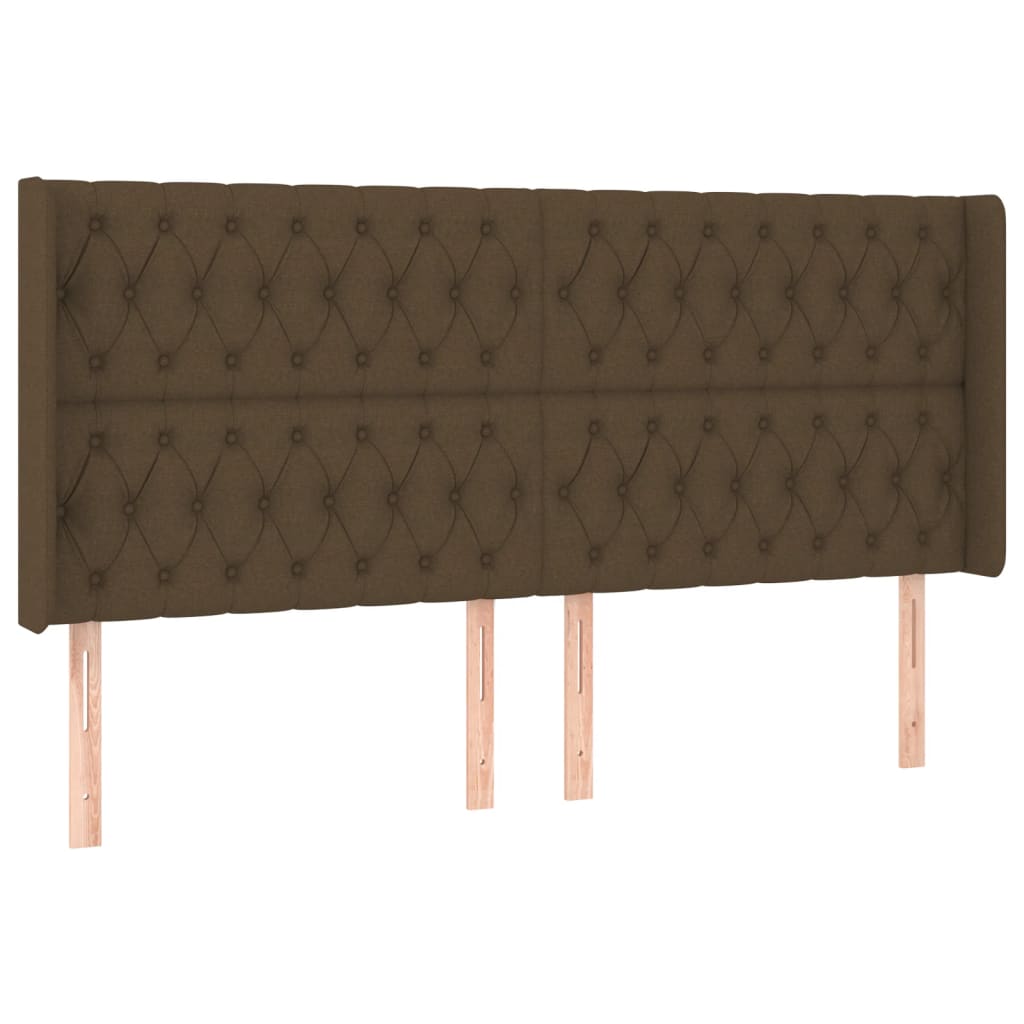 vidaXL Κρεβάτι Boxspring με Στρώμα & LED Σκ.Καφέ 180x200εκ. Υφασμάτινο