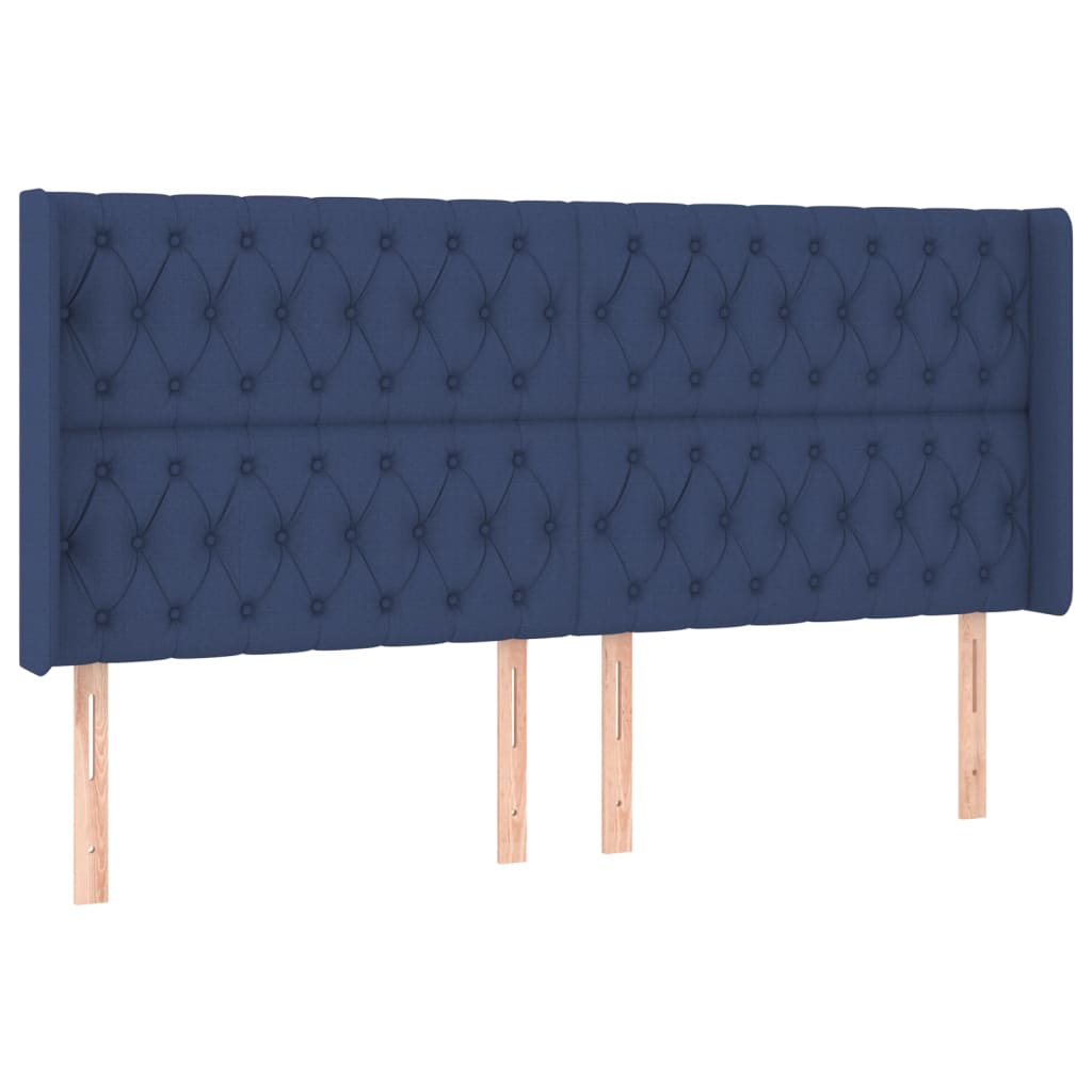 vidaXL Κρεβάτι Boxspring με Στρώμα & LED Μπλε 180x200 εκ. Υφασμάτινο