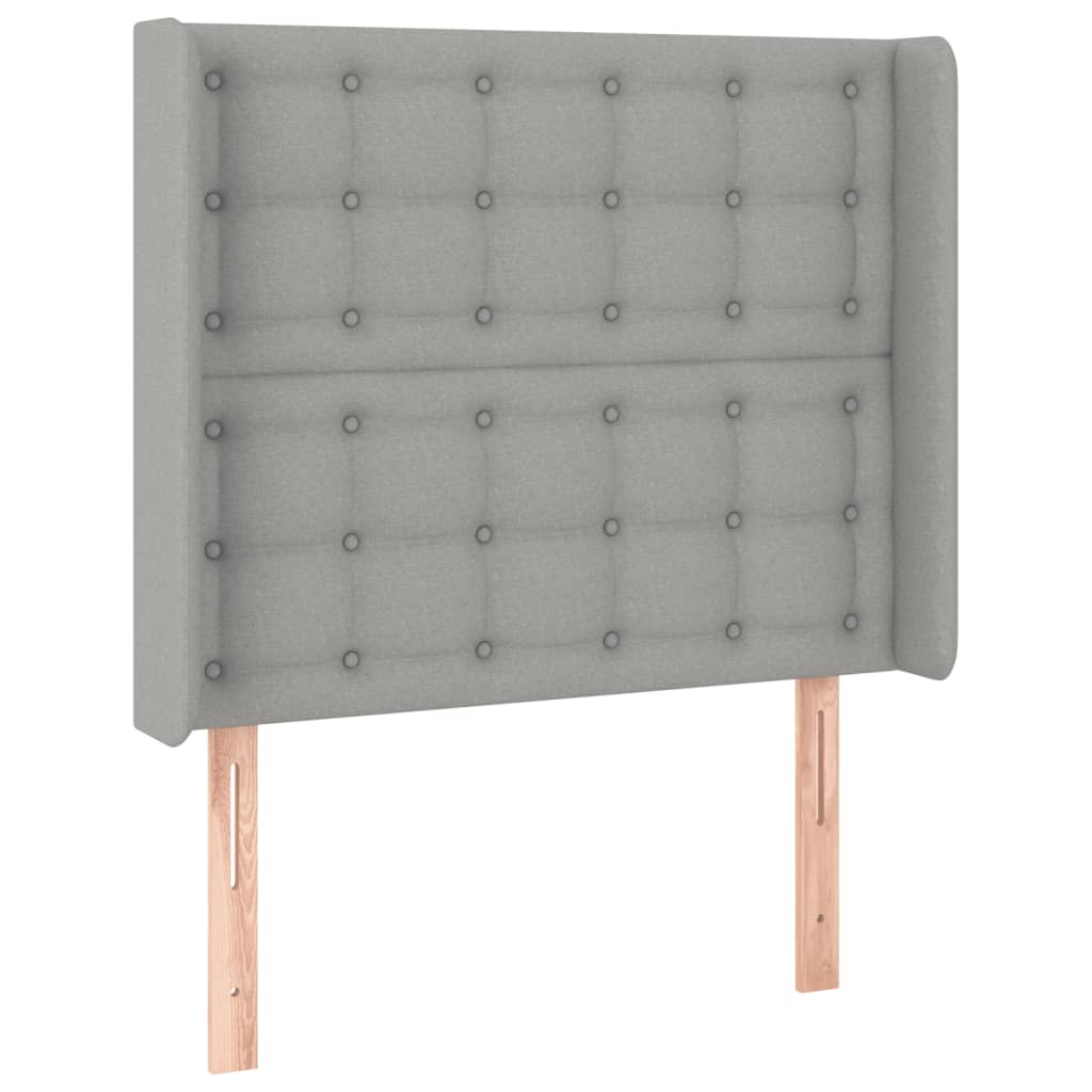 vidaXL Κρεβάτι Boxspring με Στρώμα & LED Αν.Γκρι 90x200 εκ. Υφασμάτινο