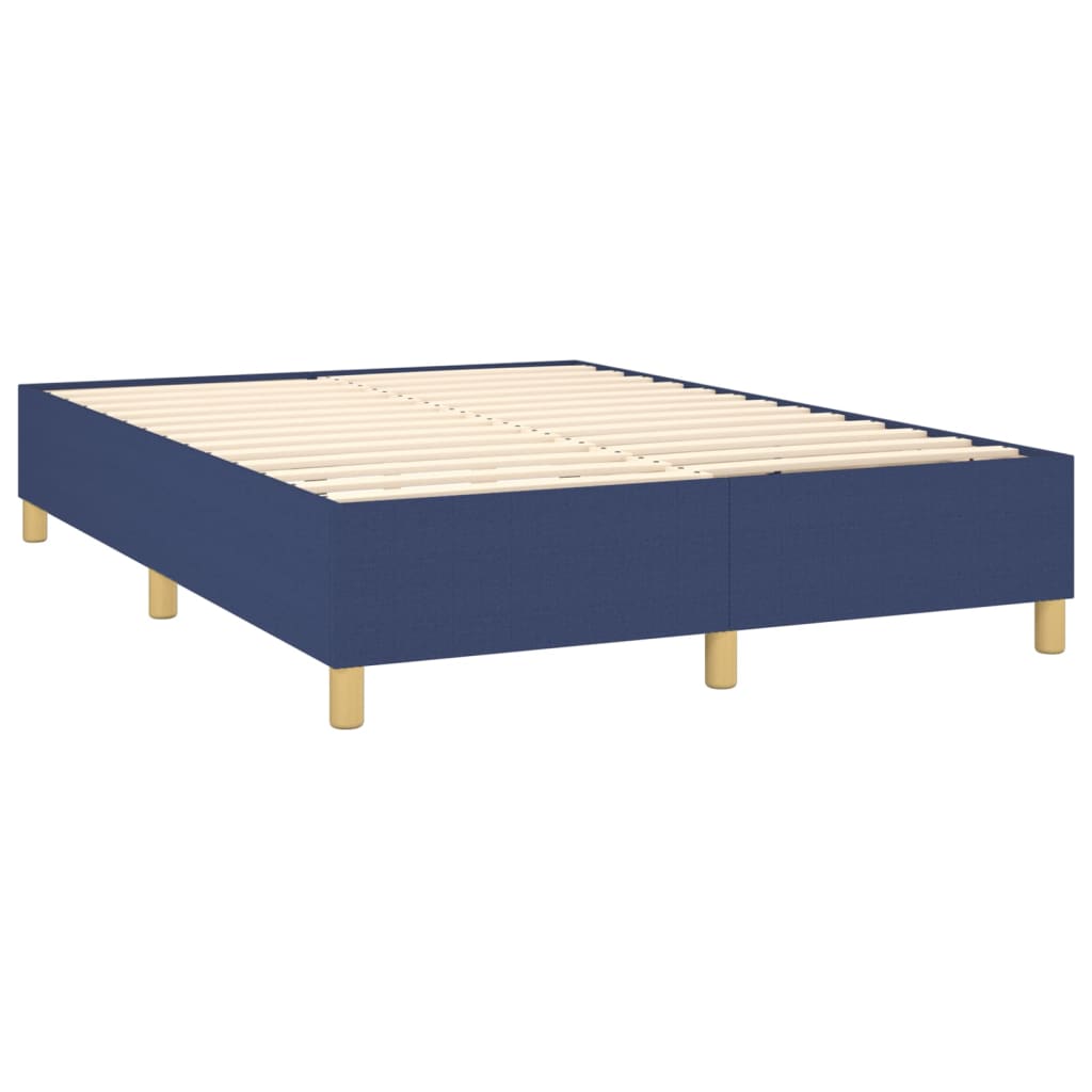 vidaXL Κρεβάτι Boxspring με Στρώμα & LED Μπλε 140x190 εκ. Υφασμάτινο