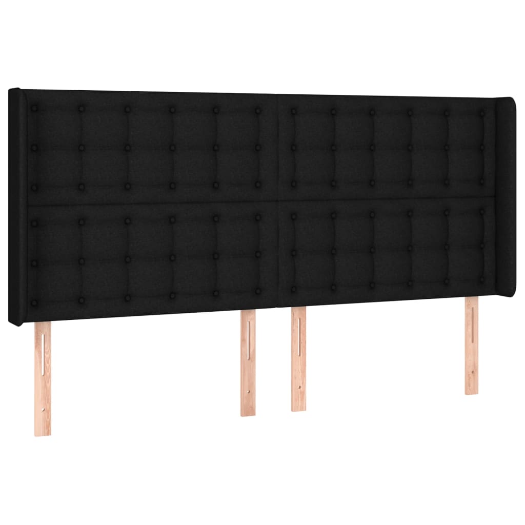 vidaXL Κρεβάτι Boxspring με Στρώμα & LED Μαύρο 160x200 εκ. Υφασμάτινο