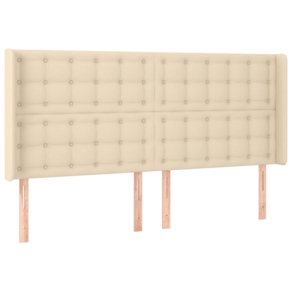 vidaXL Κρεβάτι Boxspring με Στρώμα & LED Κρεμ 180x200 εκ. Υφασμάτινο