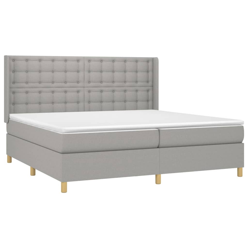 vidaXL Κρεβάτι Boxspring με Στρώμα & LED Αν.Γκρι 200x200εκ. Υφασμάτινο