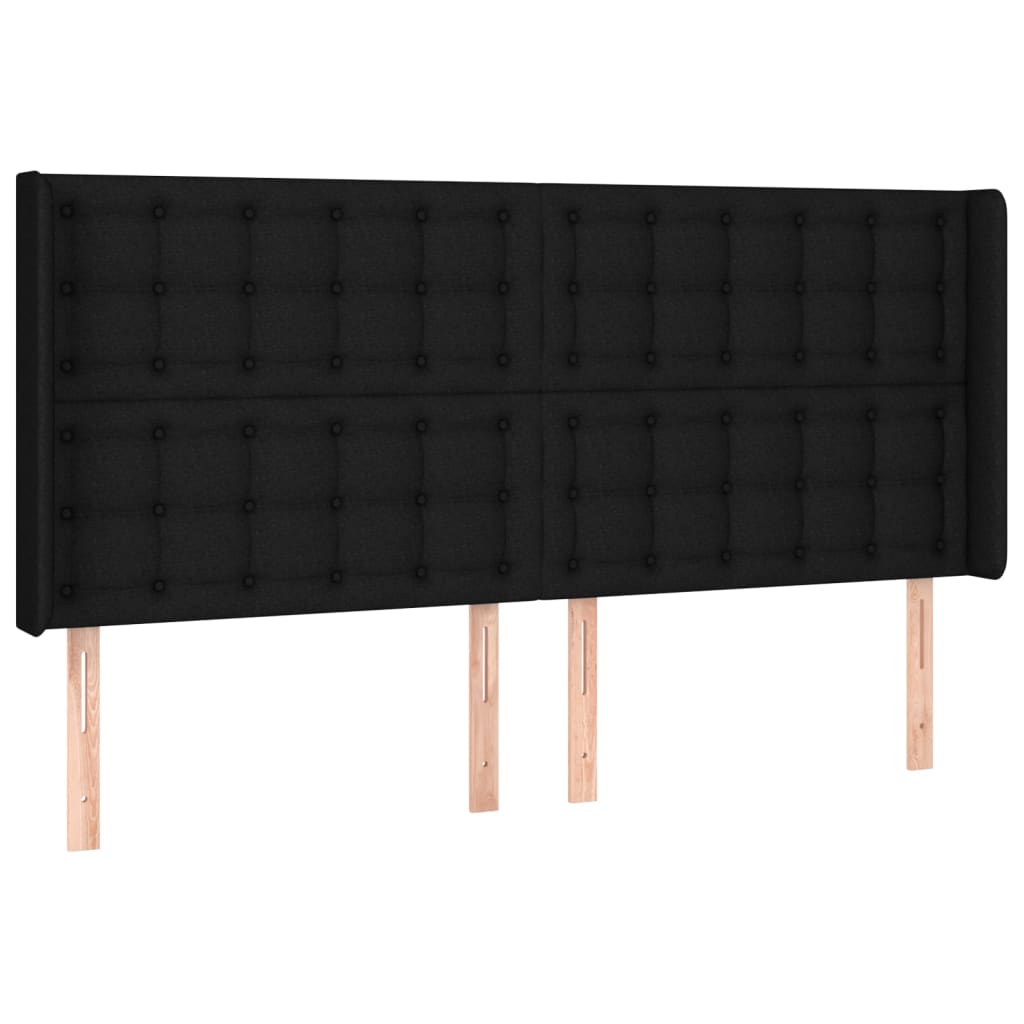 vidaXL Κρεβάτι Boxspring με Στρώμα & LED Μαύρο 200x200 εκ. Υφασμάτινο
