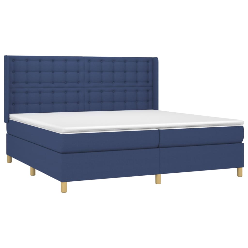 vidaXL Κρεβάτι Boxspring με Στρώμα & LED Μπλε 200x200 εκ. Υφασμάτινο