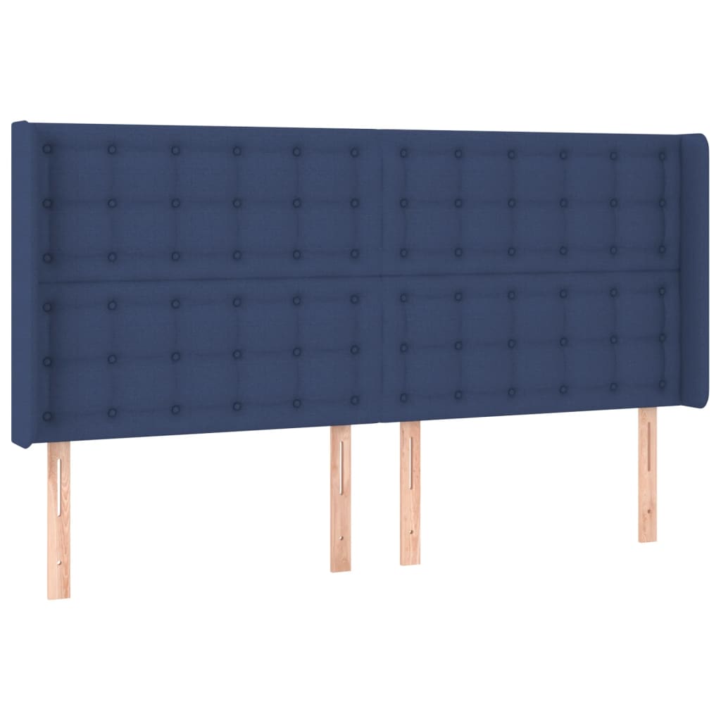 vidaXL Κρεβάτι Boxspring με Στρώμα & LED Μπλε 200x200 εκ. Υφασμάτινο