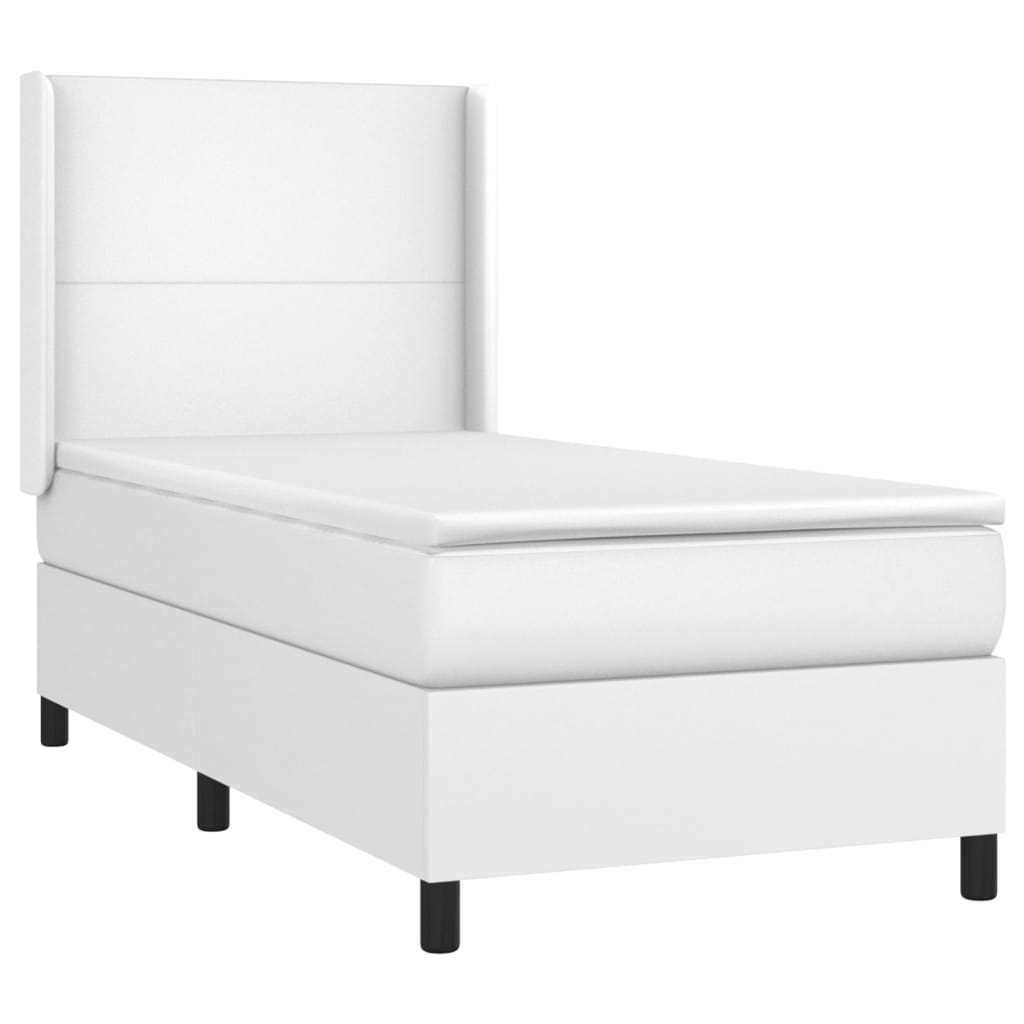vidaXL Κρεβάτι Boxspring με Στρώμα & LED Λευκό 80x200 εκ. Συνθ. Δέρμα